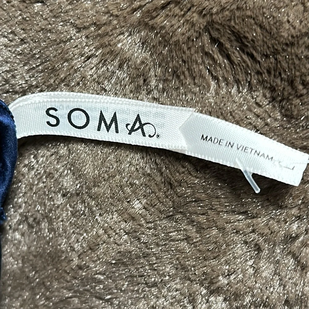 NWT SOMA Luxe Knit Stretch Satin Cami Nightfall Navy Sz Large